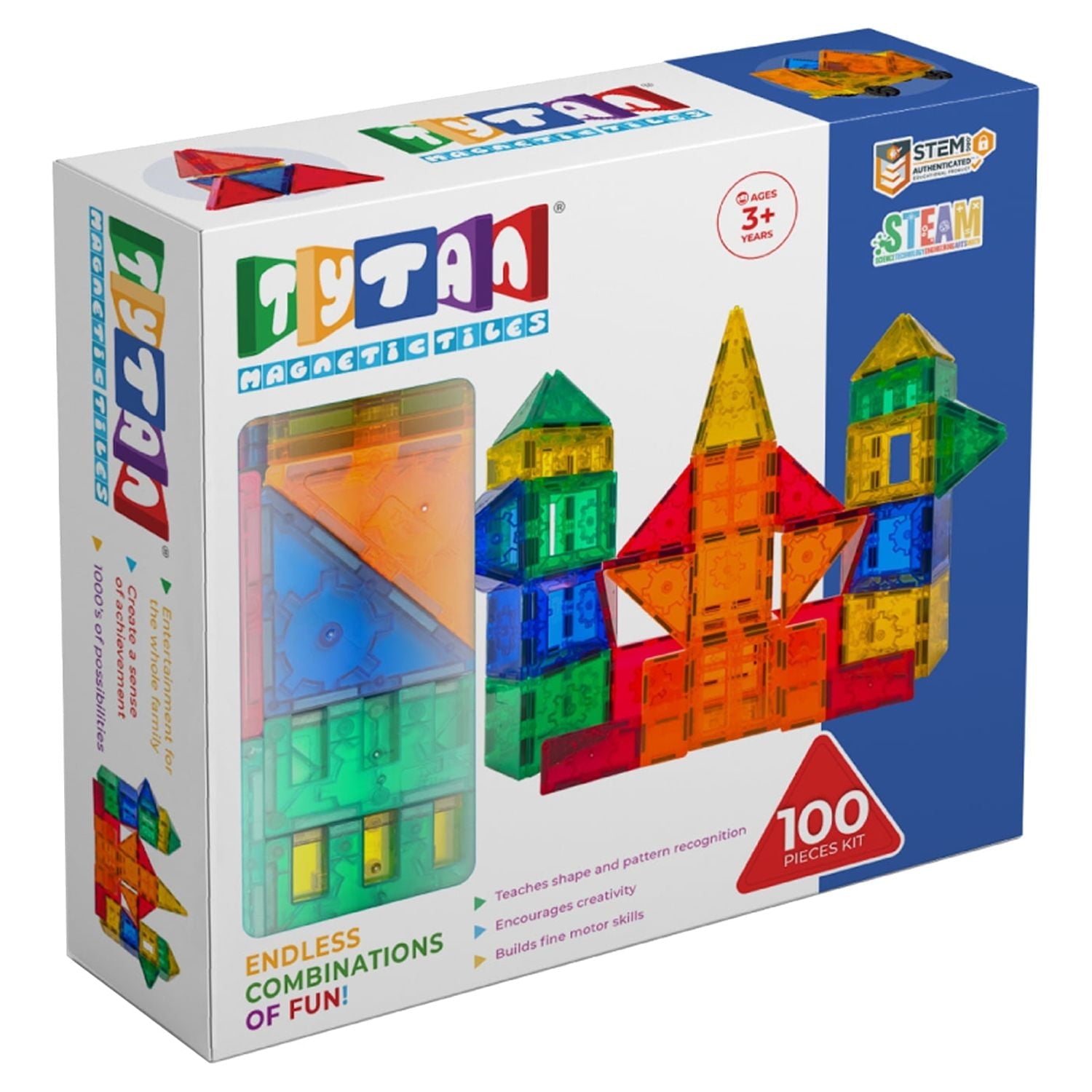 Tytan Magnetic Tile Building Set - 100-Piece STEAM Toy for Kids Ages 3+
